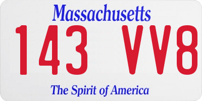 MA license plate 143VV8