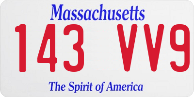 MA license plate 143VV9