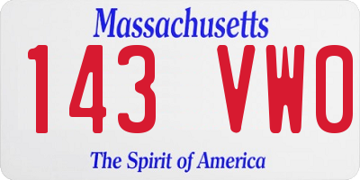 MA license plate 143VW0