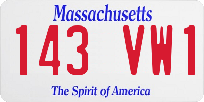 MA license plate 143VW1