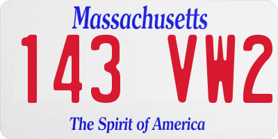 MA license plate 143VW2