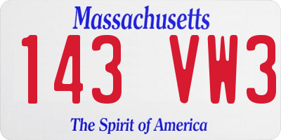MA license plate 143VW3