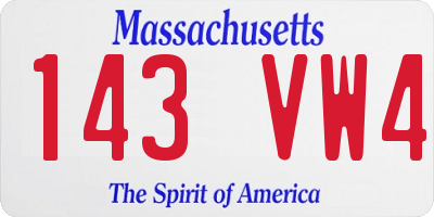MA license plate 143VW4