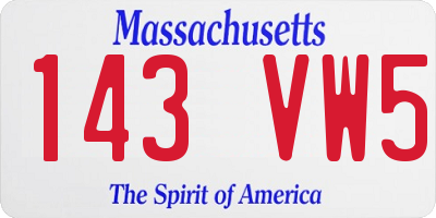 MA license plate 143VW5
