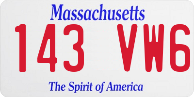MA license plate 143VW6