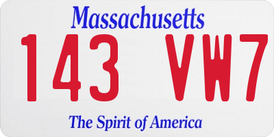MA license plate 143VW7