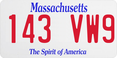 MA license plate 143VW9