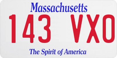 MA license plate 143VX0