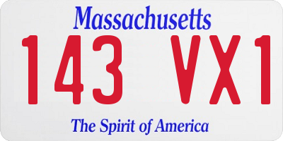 MA license plate 143VX1