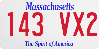 MA license plate 143VX2