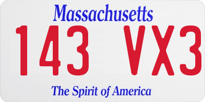 MA license plate 143VX3