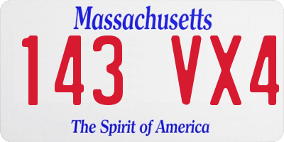 MA license plate 143VX4