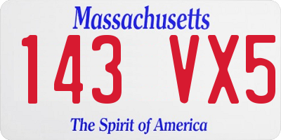 MA license plate 143VX5