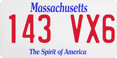 MA license plate 143VX6