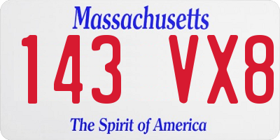 MA license plate 143VX8
