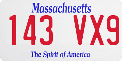 MA license plate 143VX9