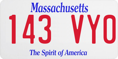 MA license plate 143VY0