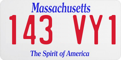 MA license plate 143VY1