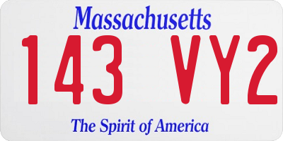 MA license plate 143VY2