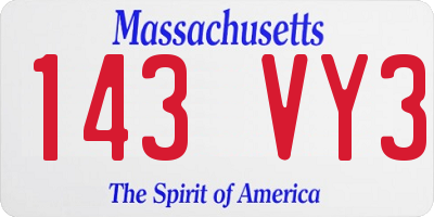 MA license plate 143VY3