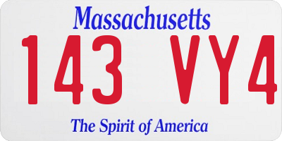 MA license plate 143VY4