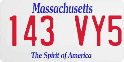 MA license plate 143VY5