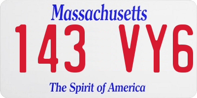 MA license plate 143VY6