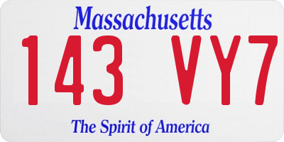MA license plate 143VY7