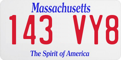 MA license plate 143VY8
