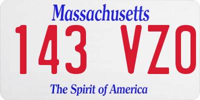 MA license plate 143VZ0