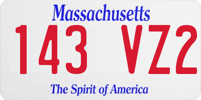 MA license plate 143VZ2