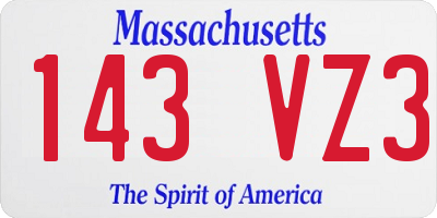 MA license plate 143VZ3