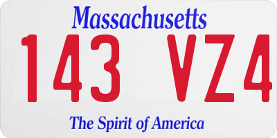 MA license plate 143VZ4