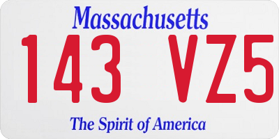 MA license plate 143VZ5