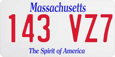 MA license plate 143VZ7