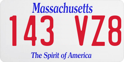 MA license plate 143VZ8