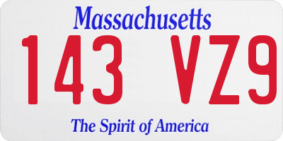 MA license plate 143VZ9