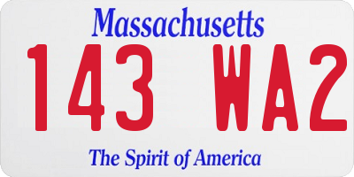 MA license plate 143WA2