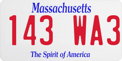 MA license plate 143WA3