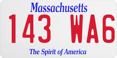MA license plate 143WA6