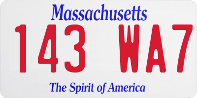 MA license plate 143WA7