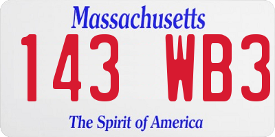 MA license plate 143WB3