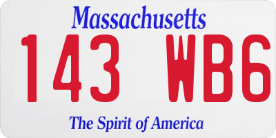 MA license plate 143WB6