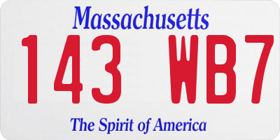 MA license plate 143WB7