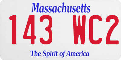 MA license plate 143WC2