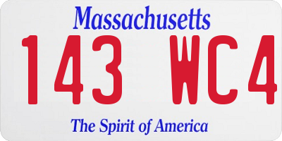 MA license plate 143WC4