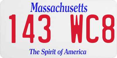 MA license plate 143WC8