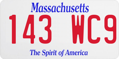 MA license plate 143WC9