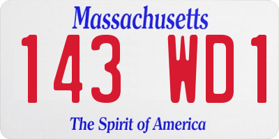 MA license plate 143WD1