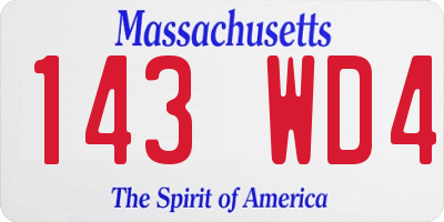 MA license plate 143WD4